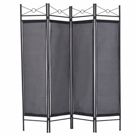 Giantex 4 Panel Room Divider Privacy Screen Home Office Fabric Metal Frame (Black)