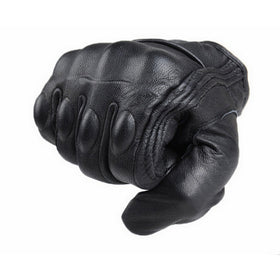FXC Full Finger Motorcycle Leather Gloves Men's Premium Protective Motorbike Gloves (L, Solid)
