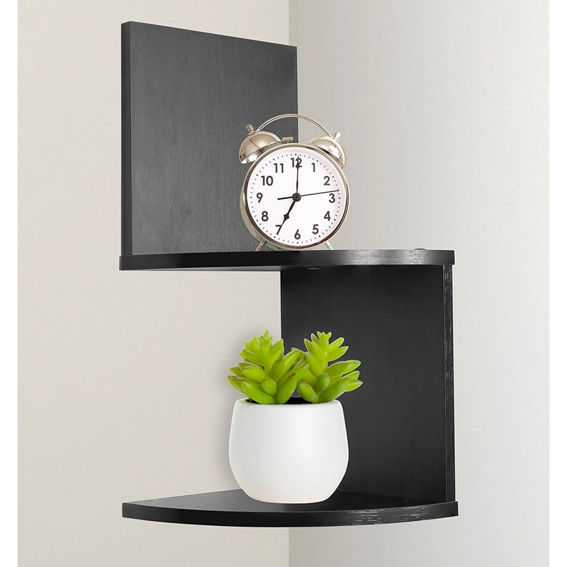 Greenco Modern Design 2 Tier Corner Floating Shelves, Espresso.