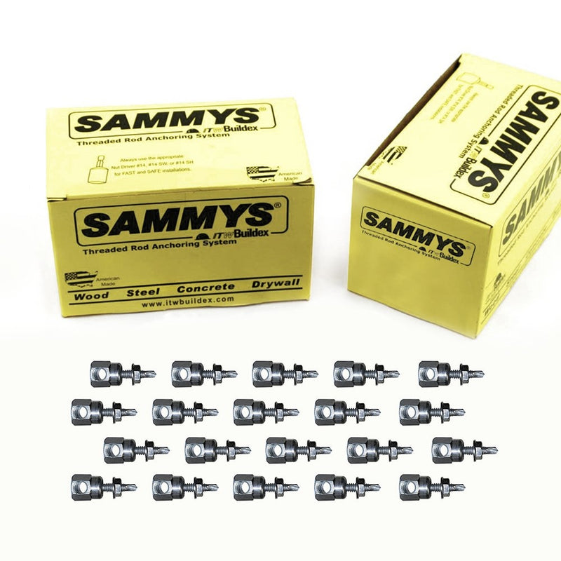 Everflow Sammys 8050957-50 SWD 10 3/8 Inch Screw Horizontal Threaded Rod Anchor Designed for Steel Structure, Steel with Zinc Plated, Corrosion Resistance, 1/4-14 x 1 Inch Screw Length - (Pack of 50)