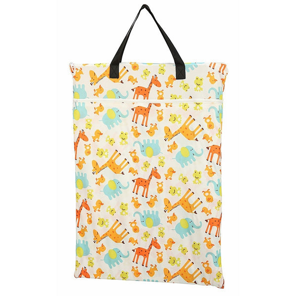 Large Hanging Wet/dry Cloth Diaper Pail Bag for Reusable Diapers or Laundry (Giraffes)