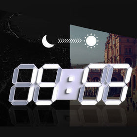 Modern Fashion Home Minimalist LED Digital Wall Clock - 3D Led Desk Clock/Alarm Clock (white)
