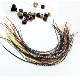 Feather Hair Extensions, 100% Real Rooster Feathers, Long Natural Colors, 20 Feathers with Bonus Micro Beads and Loop Tool Kit By Sexy Sparkles