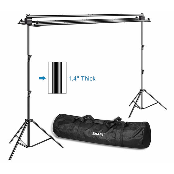 Emart Triple Crossbar 10 ft Wide 8.5 ft Height Backdrop Stand, Photo Video Studio Heavy Duty Adjustable Photography Muslin Background Support System Kit - 3 in 1 Multi Backdrop Stand