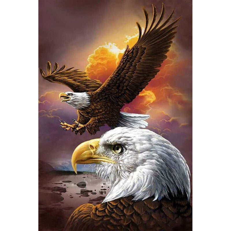 Faraway Soaring Eagle 5D Diy Full Round Diamond Painting Mosaics Embroidery Rhinestone Painting for Wall Decor 12X16inch
