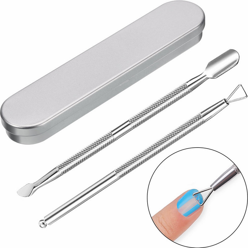 Frienda Cuticle Pusher Remover Kit, Stainless Steel Triangle Cuticle Peeler Scraper and Double Ended Cuticle Pusher Cutter Spoon Nail Cleaner Gel Nail Polish Nail Art Remover Tools