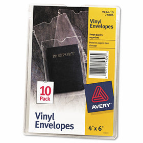 Avery 74806 Top-Load Clear Vinyl Envelopes w/Thumb Notch, 4 x 6, Clear (Pack of 10)