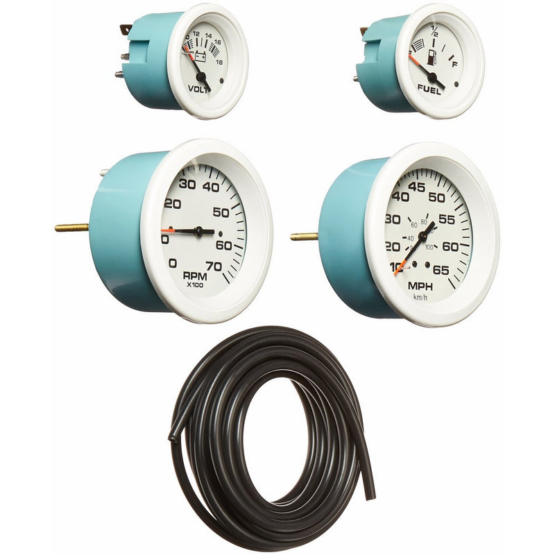 Sierra International Arctic 4 Gauge Outboard Set Includes Speedometer, Tachometer, Voltmeter & Fuel Gauges