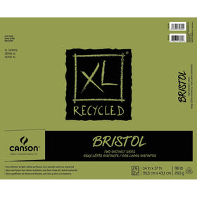 Canson XL Series Recycled Bristol Paper Pad, Dual Sided Smooth and Vellum for Pencil, Marker or Ink, Fold Over, 96 Pound, 14 x 17 In, White, 25 Sheets