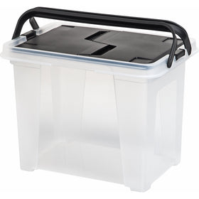 IRIS Letter Size Portable Wing-Lid File Box with Handles, 4 Pack, Black