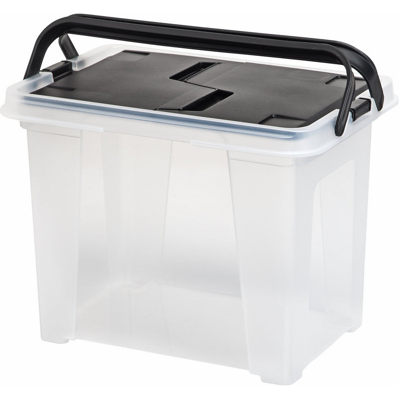 IRIS Letter Size Portable Wing-Lid File Box with Handles, 4 Pack, Black