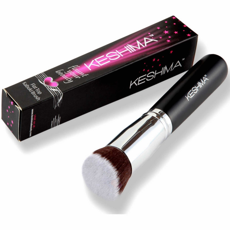 Flat Top Kabuki Foundation Brush By Keshima - Premium Makeup Brush for Liquid, Cream, and Powder - Buffing, Blending, and Face Brush