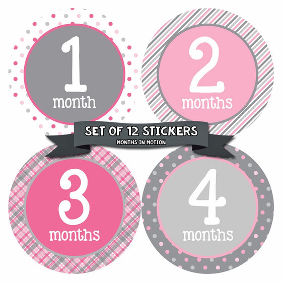 Months in Motion 295 Monthly Baby Stickers Milestone Newborn Girl Pink