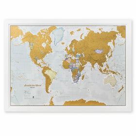 Scratch the World - scratch off your map of the world travel poster! - detailed cartography - Large Size 33¼ x 23½ inches