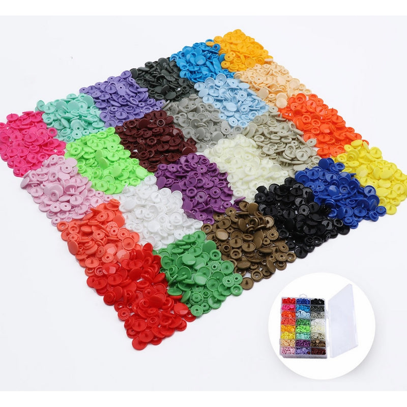 ilauke 408 Sets Plastic Snap Buttons, No-Sew T5 Snaps With Organizer Storage Case for Bibs Diapers Crafts by