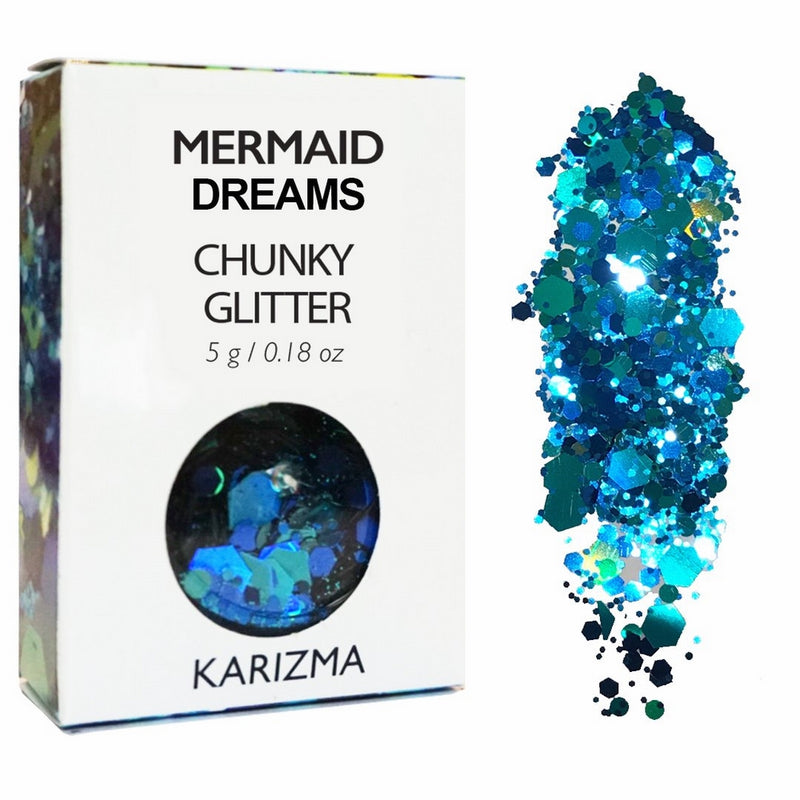 Mermaid Dreams Chunky Glitter COSMETIC GLITTER KARIZMA Festival Beauty Makeup Face Body Hair Nails