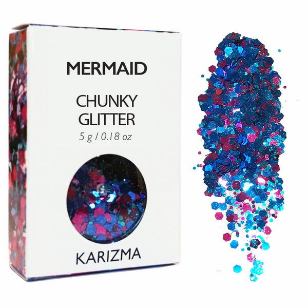 Mermaid Chunky Glitter COSMETIC GLITTER KARIZMA Festival Beauty Makeup Face Body Hair Nails