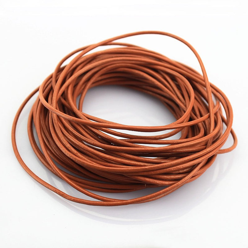 LolliBeads (TM) 2 mm Genuine Round Leather Cord Braiding String Light Brown 10 Meters (10 Yards)