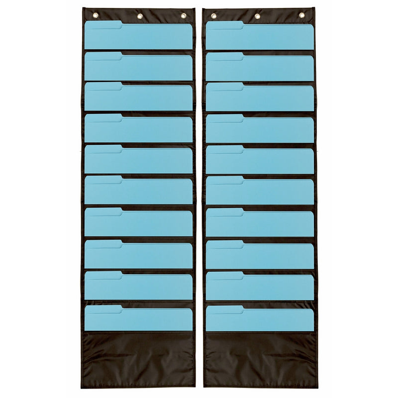 2-Pack Premium Wall Storage Pocket Charts / Organizers (Black) - The Perfect Pocket Chart for Classroom, School, Office or Home Use