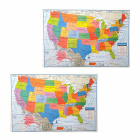 Pack of 2 Superior Mapping Company United States Poster Size Wall Map 40" x 28" With Cities (2 Maps)