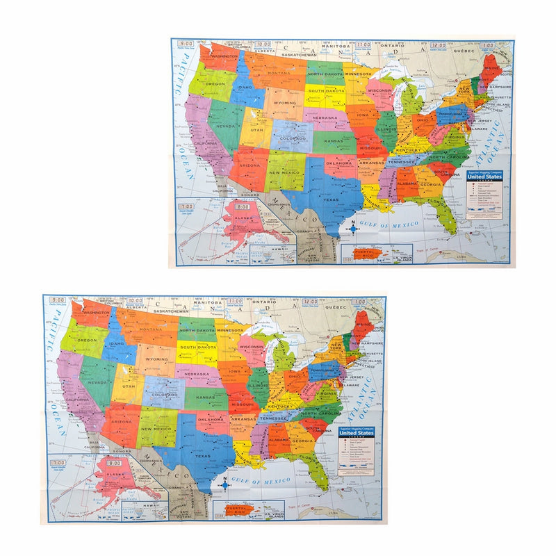 Pack of 2 Superior Mapping Company United States Poster Size Wall Map 40" x 28" With Cities (2 Maps)