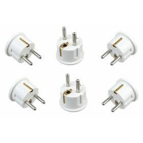 Instapark IPA-20-6P Heavy-duty USA/America Type A (2-Pin) & B (3-Pin) to European Type E & F / Schuko Electrical Wall Outlet / Socket Plug Adapter for Travel, 6-Pack (White)