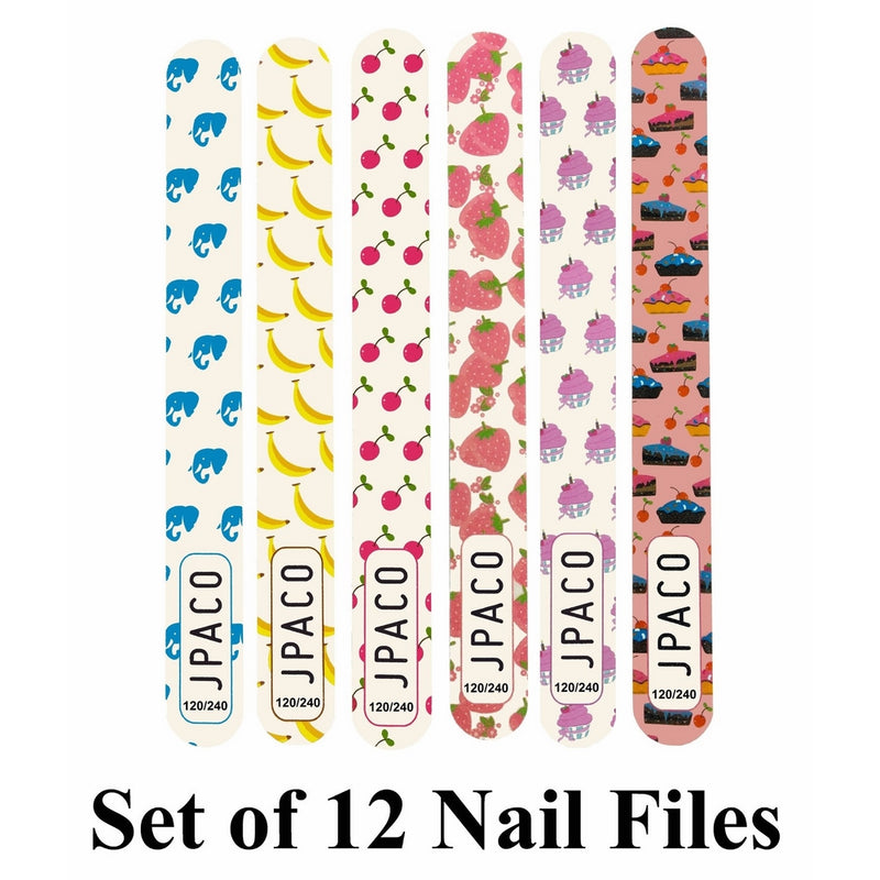 12 PCS Professional Cute Nail Files - 120/240 Grit Size