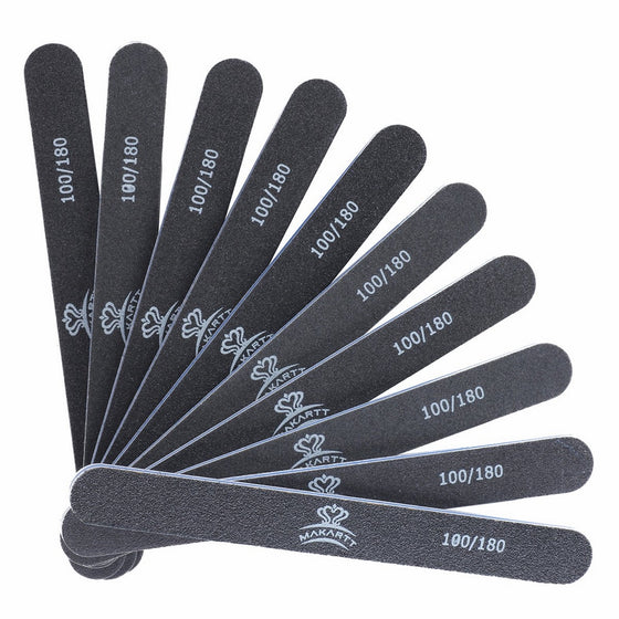 MAKARTT Professional Nail Files Black Washable Double Sided 100 180 Grit 10 Nail File