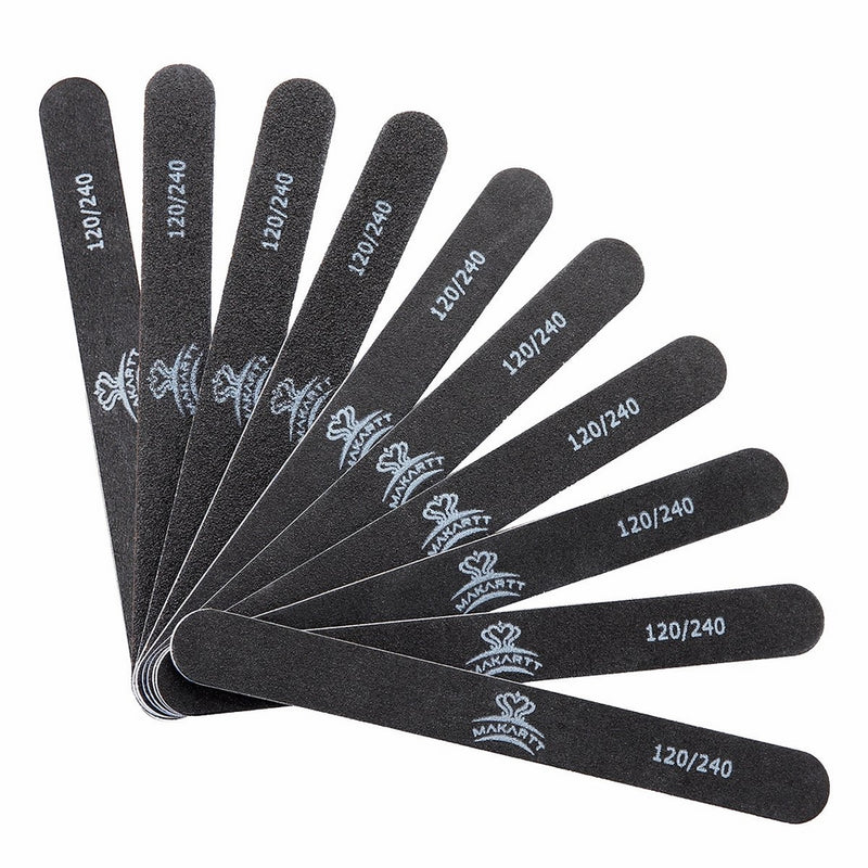 MAKARTT Professional Black Nail Files Washable Double Sided 120 240 Grit 10 Nail File