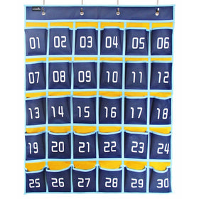MISSLO Numbered Classroom Pocket Chart for Cell Phones (30 Pockets, Blue Pockets)