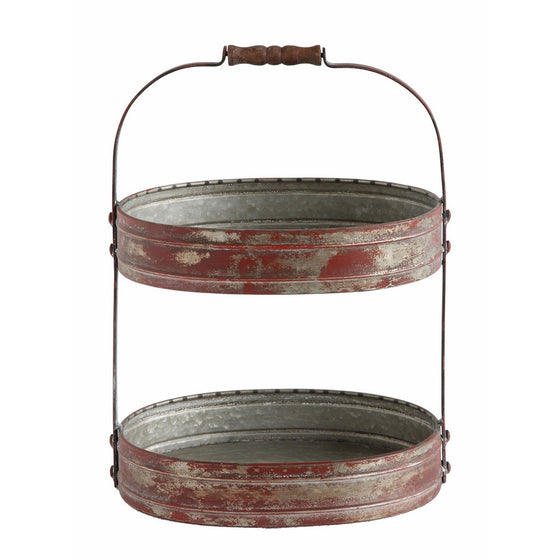Creative Co-Op DA6876 Casual Country Two-Tier Red Tray