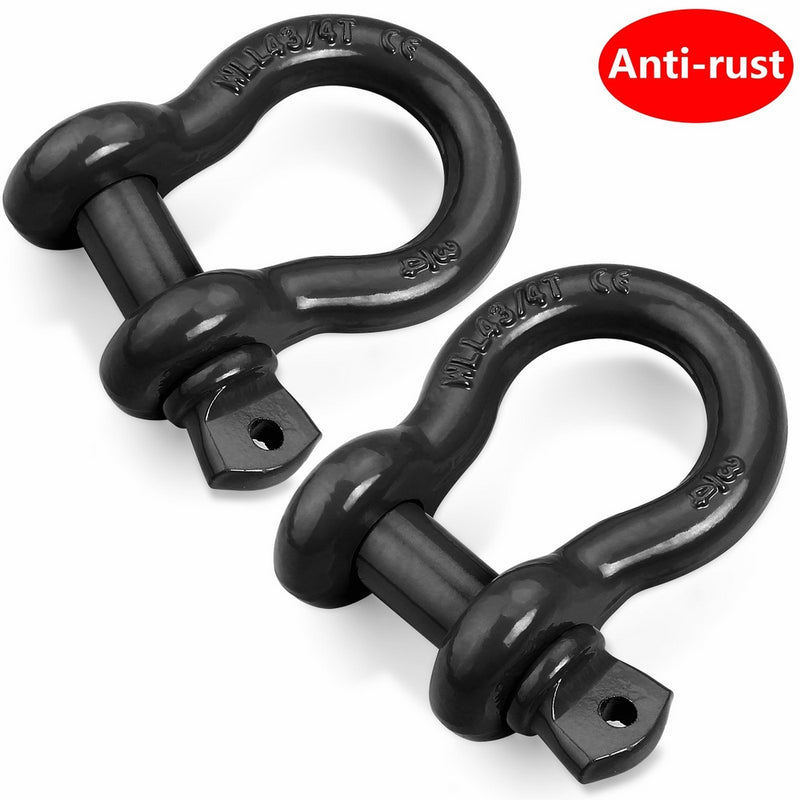 LIBERRWAY Shackles 3/4" (2 PACK) D ring Shackle Rugged Off Road Shackles 28.5 Ton (57,000 lbs) Maximum Break Strength with 7/8'' Pin Heavy Duty D Ring for Jeep Vehicle Recovery, Black