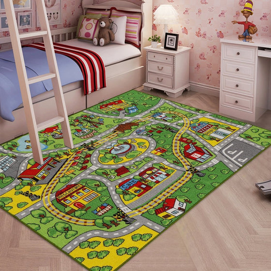 JACKSON Large Kid Rug For Toy Cars,Car Rug Carpet With Non-Slip Backing, 52"x 74" Car Rug Play Mat For Kidrooms,Playroom and Classroom,Safe And Fun Play Rug For Boys And Girls