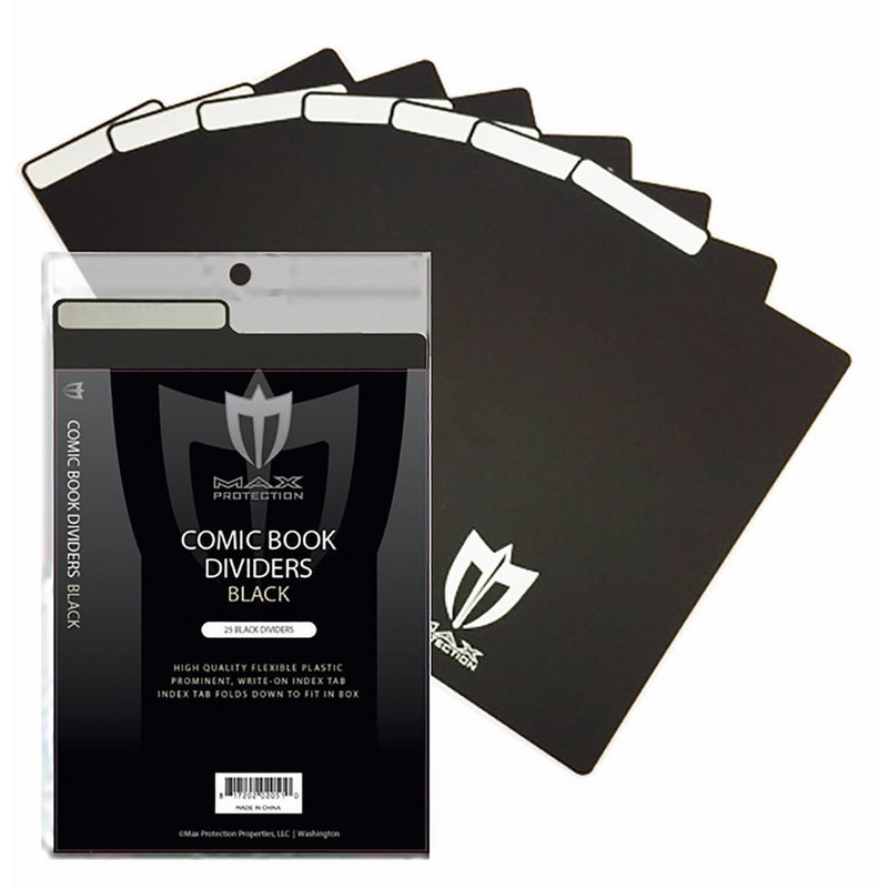 25ct Max Pro Comic Book Dividers - Black - New Design Innovative Flex Fold Tabs