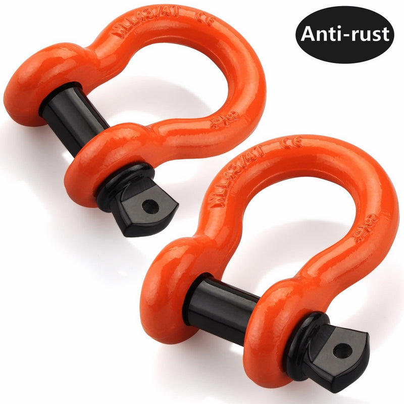 LIBERRWAY Shackles 3/4" (2 PACK) D ring Shackle Rugged Off Road Shackles 28.5 Ton (57,000 lbs) Maximum Break Strength with 7/8'' Pin Heavy Duty D Ring for Jeep Vehicle Recovery, Orange