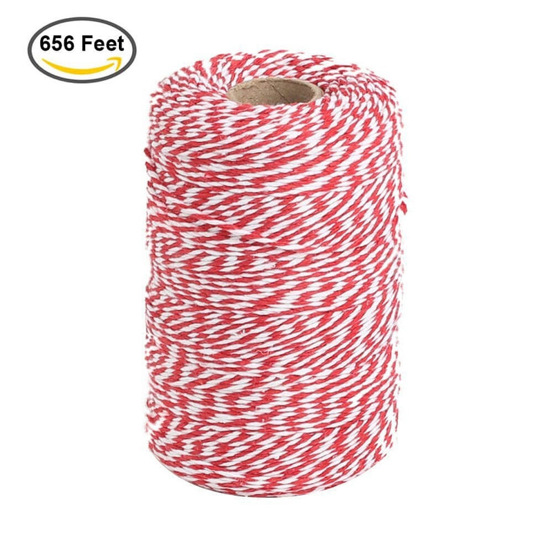656 Feet Red and White Twine,Cotton Baker's Twine Cotton Cord Crafts Gift Twine String for Christmas Holiday