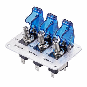 JIANFA Dc 12v Metal wire drawing face plate Car Toggle Switch with LED Indicator For For Racing Sport Competitive Car (Blue)
