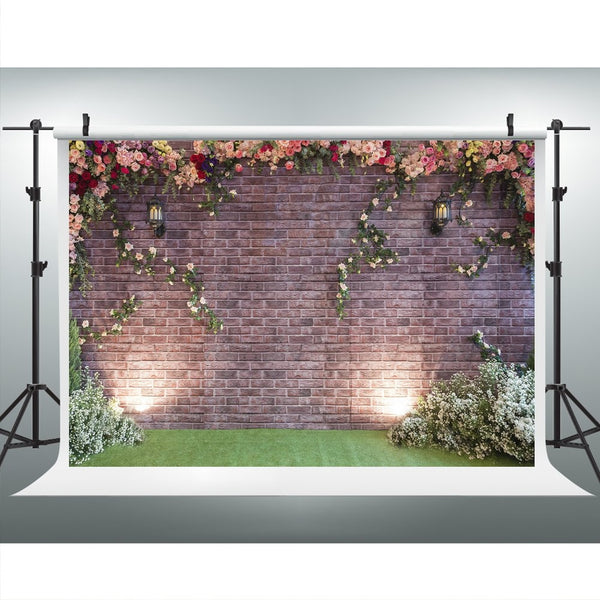 Maijoeyy 7x5ft Flower Backdrop Brick Wall Flower Photography Backdrop for Picture Photography Props HJ02193