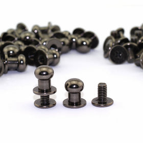 LQ Industrial 30 Pack Black Round Head Button Stud Slotted Screws 8x10x10mm Chicago Screws Nail Rivet For DIY Leather Craft