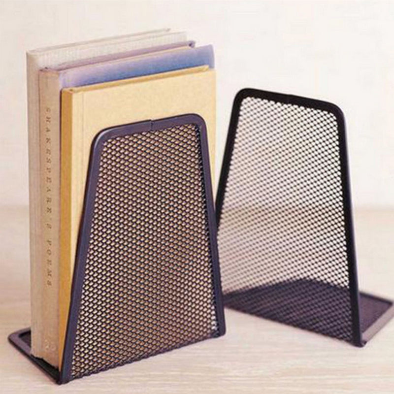Kangkang 1 Pair Metal Mesh Desk Book Holder Organizer Stand Desktop Office Home Accessories Bookends kitap tutucu kitap ayrac Black