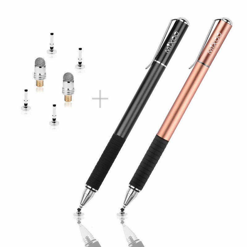 Mixoo Capacitive Stylus Pen,Disc Tip & Fiber Tip 2in1 Series, High Sensitivity & Precision styli Pens, Universal for ipad ,iphone, Tablet, other Touch Screens Devices (Rose Gold/Black)