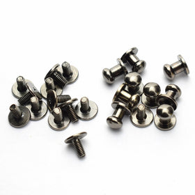 LQ Industrial 30 Pack Black Round Phillips Head Button Stud Screws 6x8x8mm Chicago Screws Nail Rivet For DIY Leather Craft