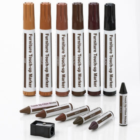 Furniture Repair Kit Wood Markers - Set Of 13 - Markers And Wax Sticks With Sharpener Kit, For Stains, Scratches, Wood Floors, Tables, Desks, Carpenters, Bedposts, Touch Ups, And Cover Ups - By Katzco
