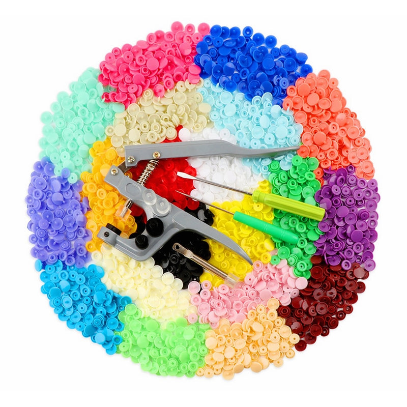 ilauke Snap Buttons 400 Sets 20 Colors with Snap Press Pliers T5 Plastic Snaps No-Sew Buttons Fastener Setter for Baby Cloth Diapers Bibs Rain Coat Crafting