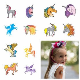 John & Judy Unicorn Temporary Tattoos for Girls Best for Unicorn Party Supplies Party Favors and Unicorn Birthdays Beautiful Metallic Unicorn and Pegasus Tattoos By (12B Pack)