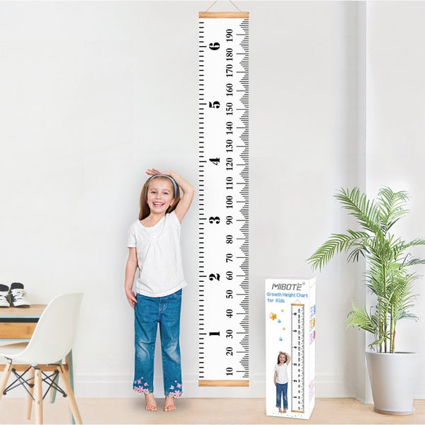 MIBOTE Baby Growth Chart Handing Ruler Wall Decor for Kids, Canvas Removable Height Growth Chart 79" x 7.9"