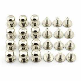 LQ Industrial 12 Sets 8x10x10mm Silver Chicago Screws Round Head Button Stud Slotted Screws Nail Rivet For DIY Leather Craft