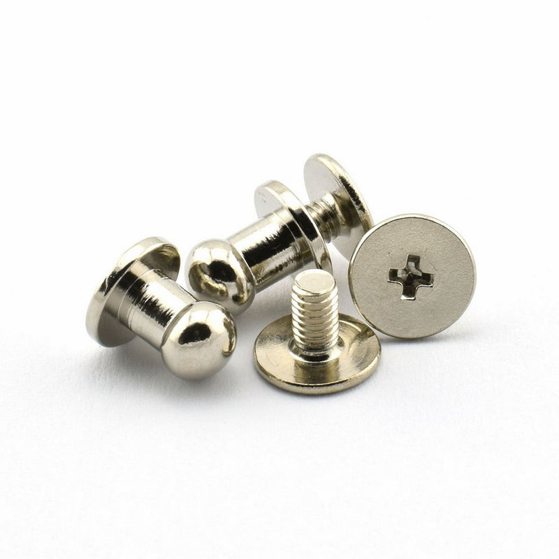 LQ Industrial 12 Sets 5x7x7mm Chicago Screws Silver Round Phillips Head Button Stud Screws Nail Rivet For DIY Leather Craft