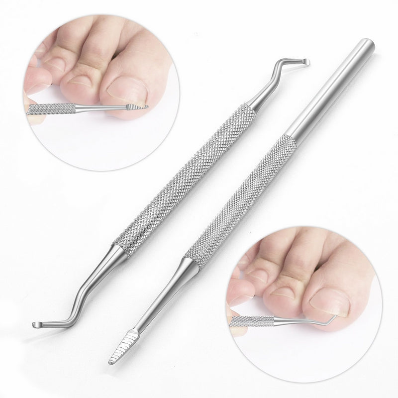 Ingrown Toenail File and Spoon Nail Cleaner Set Stainless Steel Toe Cleaner Tool for Salon Home Use Lifter Double Side Manicure Nail File Kit Foot Care Professional