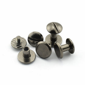 LQ Industrial 120 sets Chicago Screw M4X6mm Round Slotted Head Carbon Steel Binding Screws Rivet Book Binding DIY Leather Craft Assembly Bolt 1/4" Black